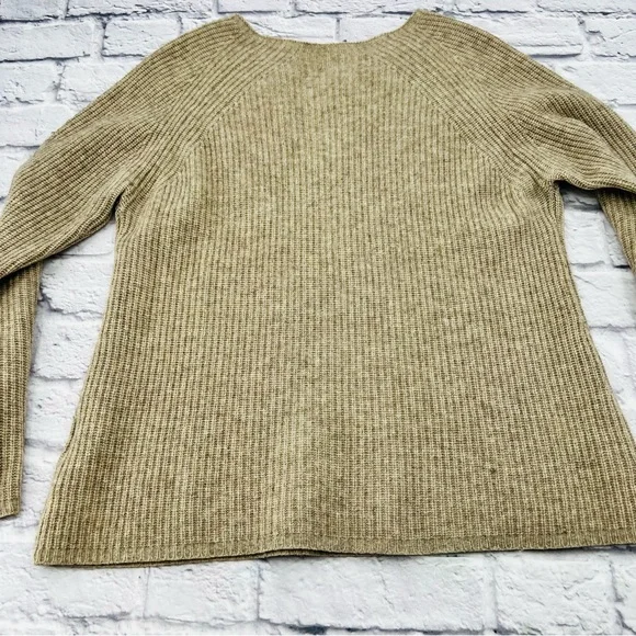 Eileen Fisher Ribbed Knit Sweater Large Beige Yak Wool Blend Soft Cozy Warm - Picture 7 of 8